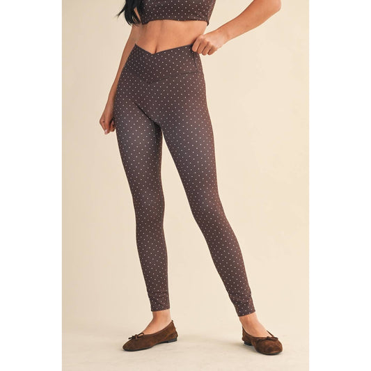 Polka Dot Print High Waist Crossover Legging