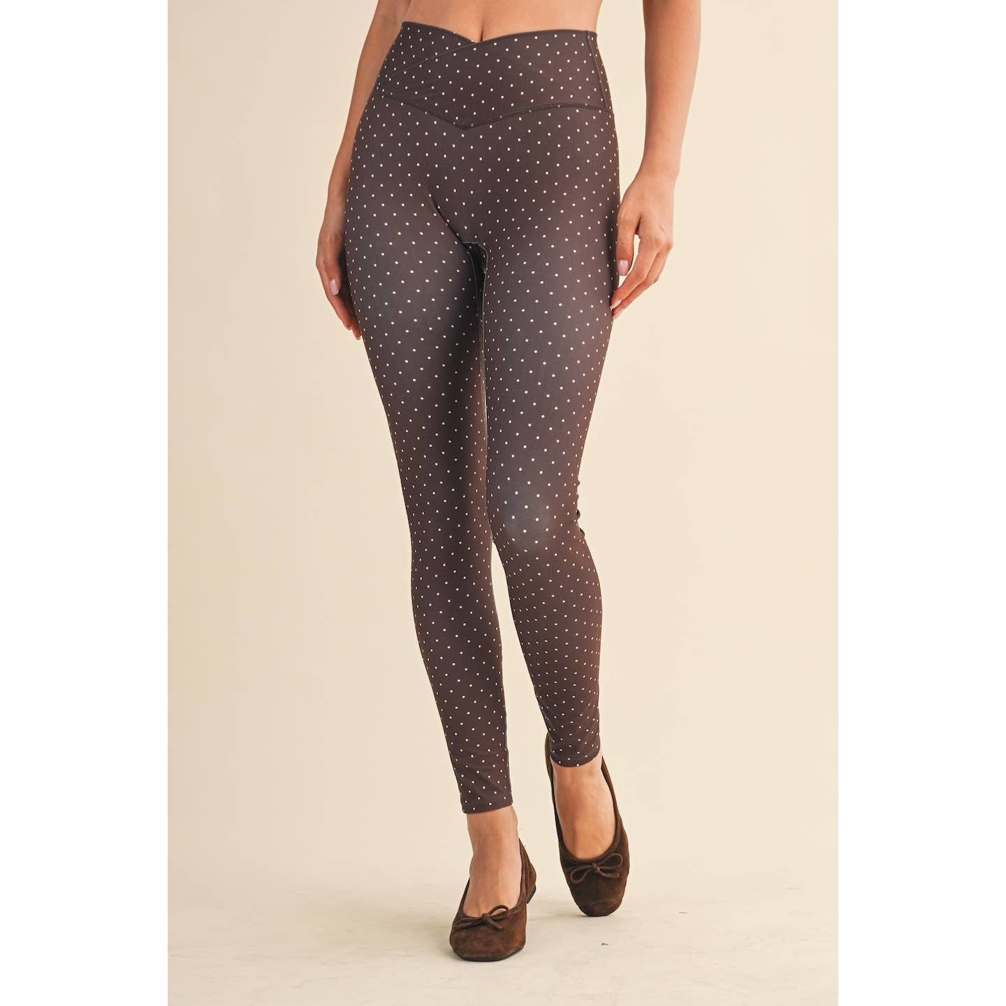Polka Dot Print High Waist Crossover Legging