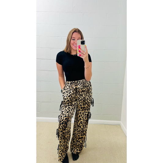 Leopard Pants With Side Ties