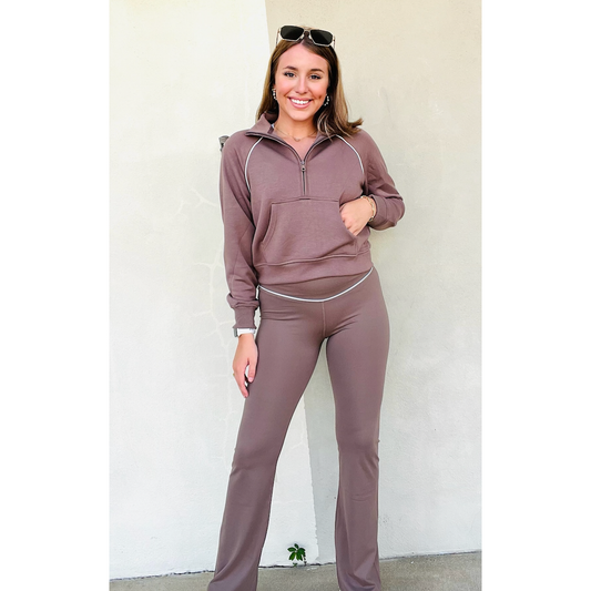 Mocha Piped Flare Leggings