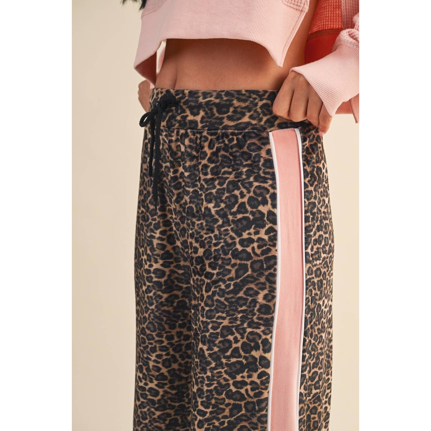 Leopard Print Velour Track Pants