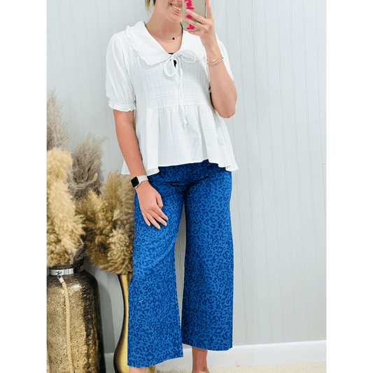 Ankle Cropped Summer Pants -Leo pard Print