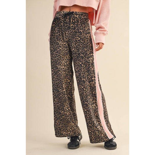 Leopard Print Velour Track Pants