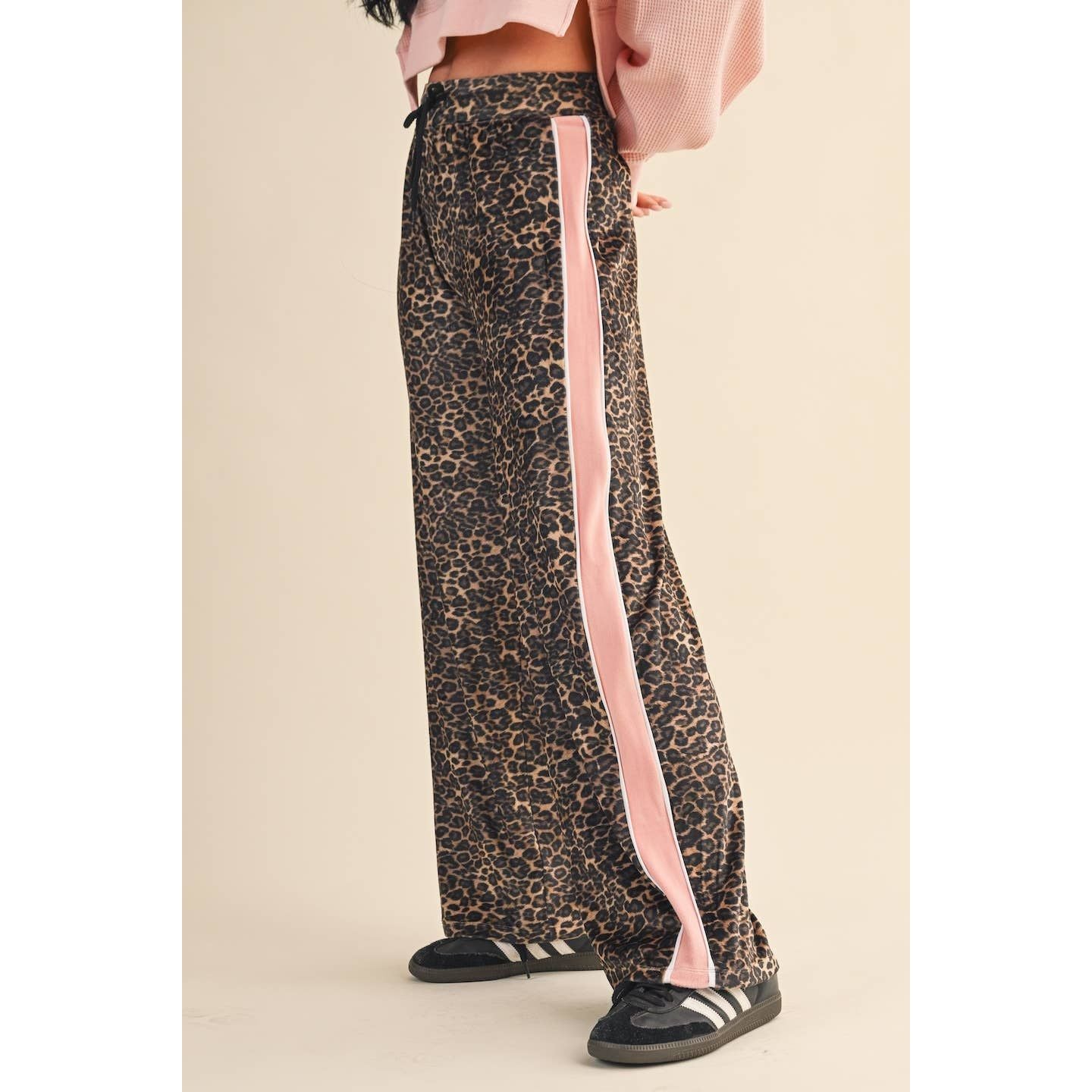 Leopard Print Velour Track Pants
