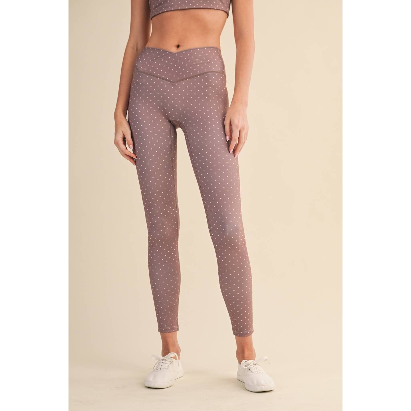 Polka Dot Print High Waist Crossover Legging