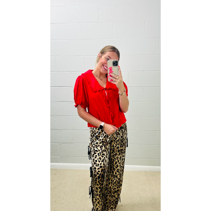 Leopard Pants With Side Ties