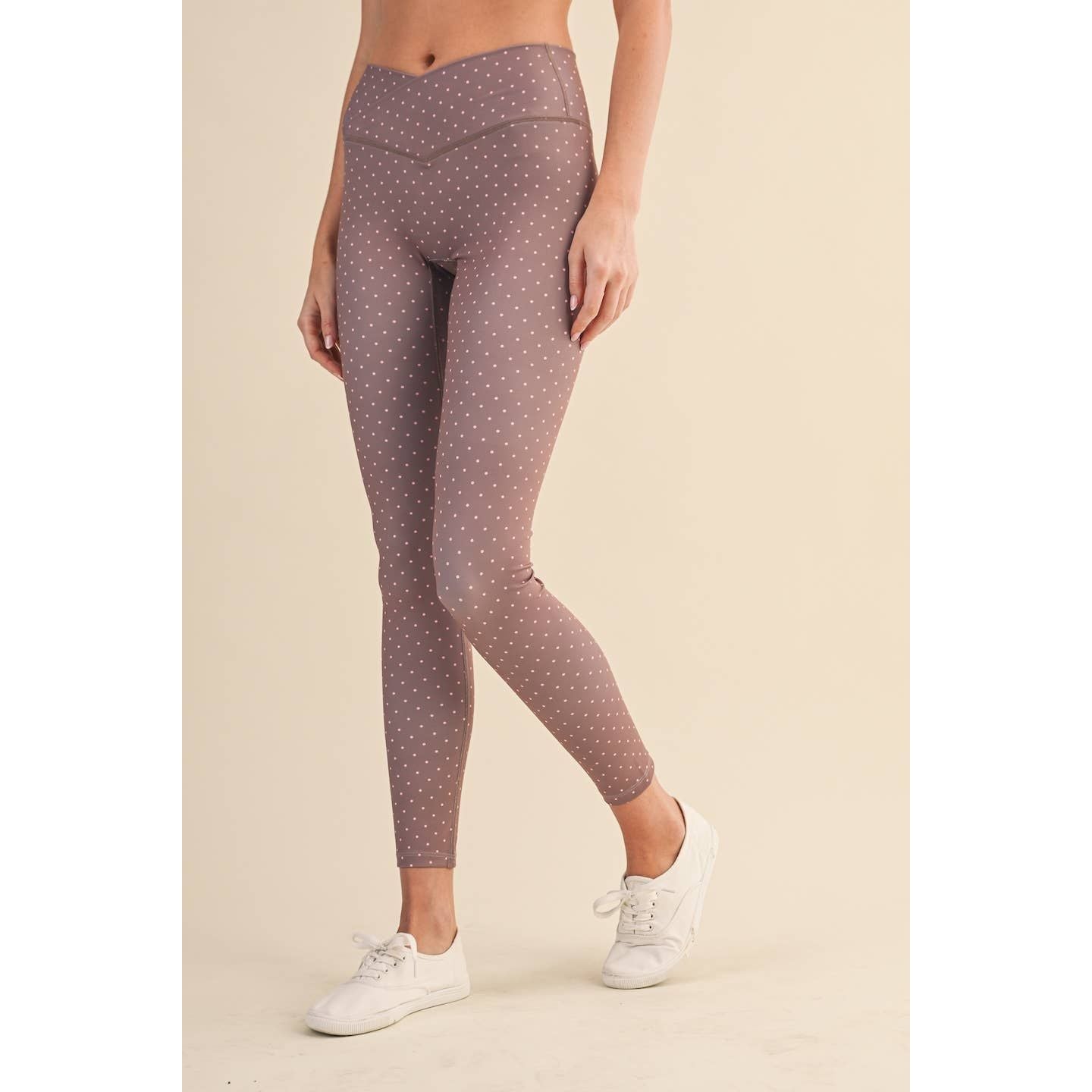 Polka Dot Print High Waist Crossover Legging