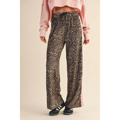 Leopard Print Velour Track Pants