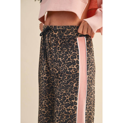 Leopard Print Velour Track Pants