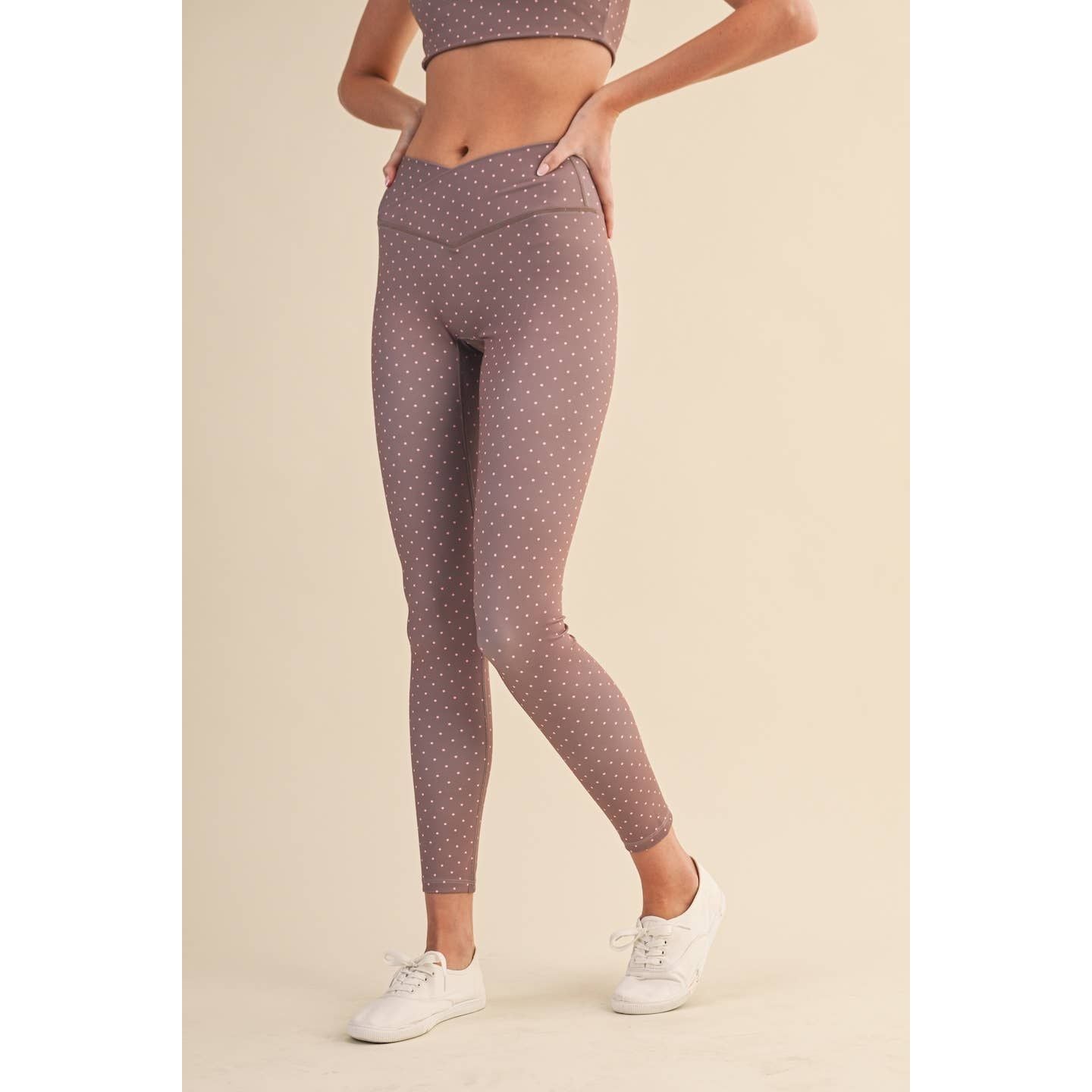 Polka Dot Print High Waist Crossover Legging