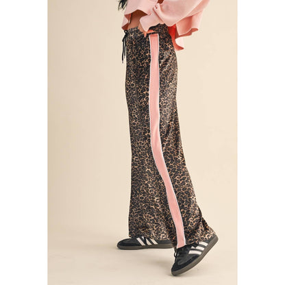 Leopard Print Velour Track Pants
