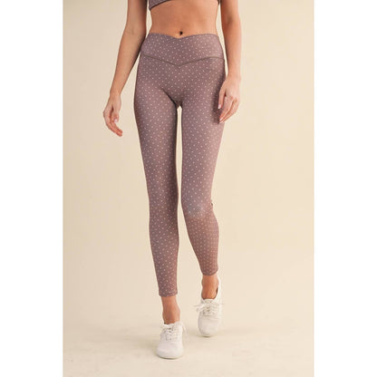 Polka Dot Print High Waist Crossover Legging