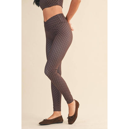 Polka Dot Print High Waist Crossover Legging